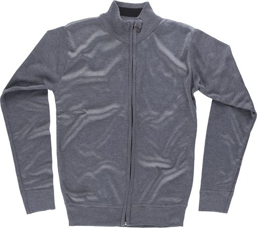 Cardigan in maglia fine con chiusura a zip Scollo alto Vita e polsini elasticizzati Grigio