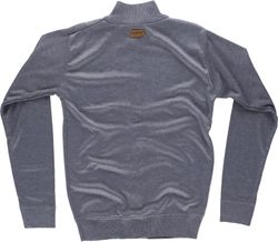 Fein gestrickte Strickjacke mit Reißverschluss Hoher Ausschnitt Elastische Taille und Manschetten Grau