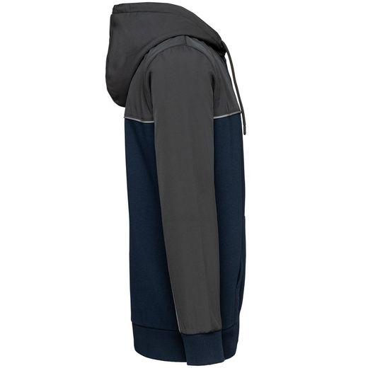 Umweltfreundliche, zweifarbige Molton-Kapuzenjacke mit Reißverschluss, Unisex