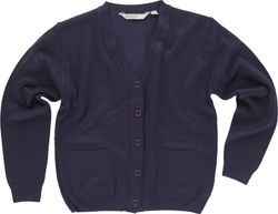 Chaqueta punto fino cuello pico dos bolsos Marino