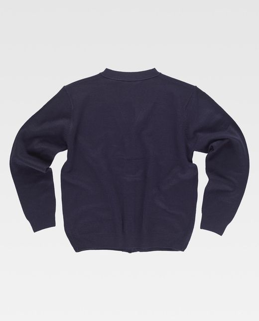Feinstrickjacke, V-Ausschnitt, zwei Navy Plaston Bags