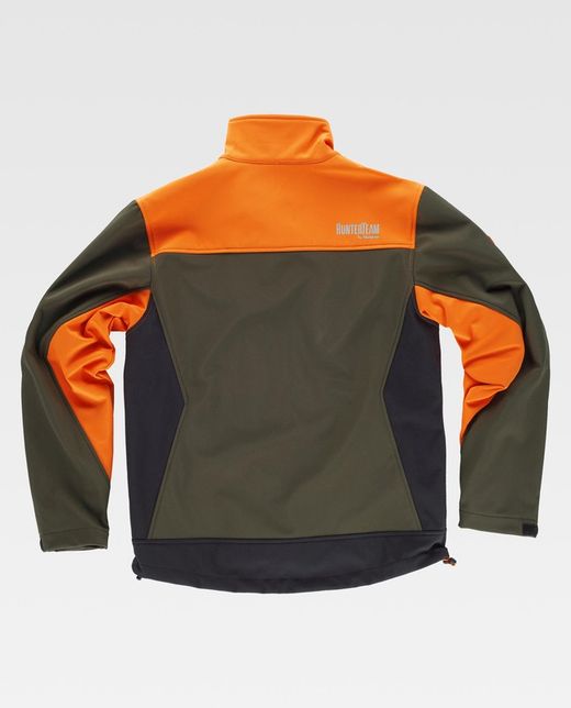 Kombinierte Softshelljacke mit zwei Seitentaschen und 2 Brusttaschen Hunting Green Orange AV Black