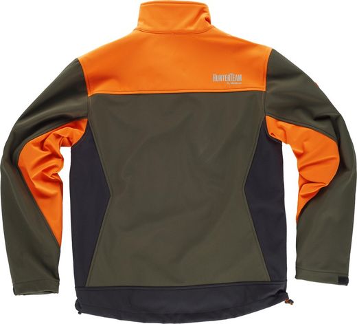 Kombinierte Softshelljacke mit zwei Seitentaschen und 2 Brusttaschen Hunting Green Orange AV Black
