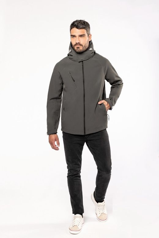 SOFTSHELL-JACKE MIT ABNEHMBAREN HOOD MEN