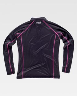 Glatte Stretchjacke mit Kontrastnähten und halbem Reißverschluss, keine Taschen Black Pink Fluor