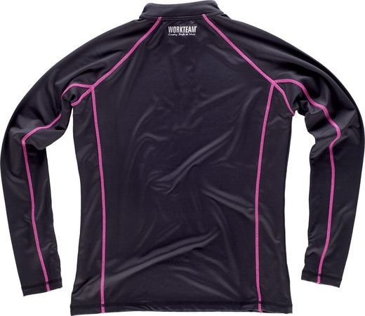 Glatte Stretchjacke mit Kontrastnähten und halbem Reißverschluss, keine Taschen Black Pink Fluor