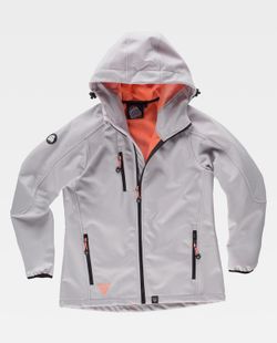 Chaqueta Workshell de mujer Gris Claro + Salmón
