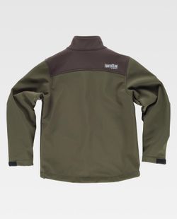 Workshell Jacke für Jungen kombiniert Hunting Green / Brown