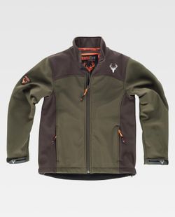 Workshell Jacke für Jungen kombiniert Hunting Green / Brown