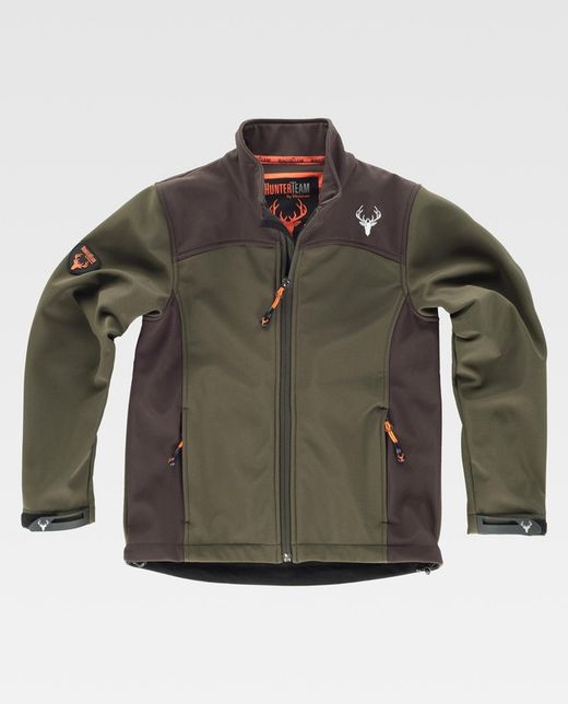 Workshell Jacke für Jungen kombiniert Hunting Green / Brown