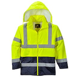 Klassische Kontrast Warnschutz-Regenjacke