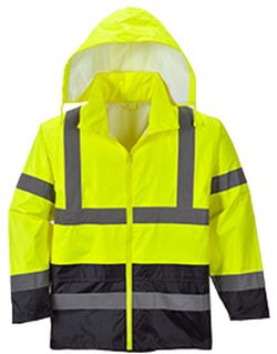 Klassische Kontrast Warnschutz-Regenjacke