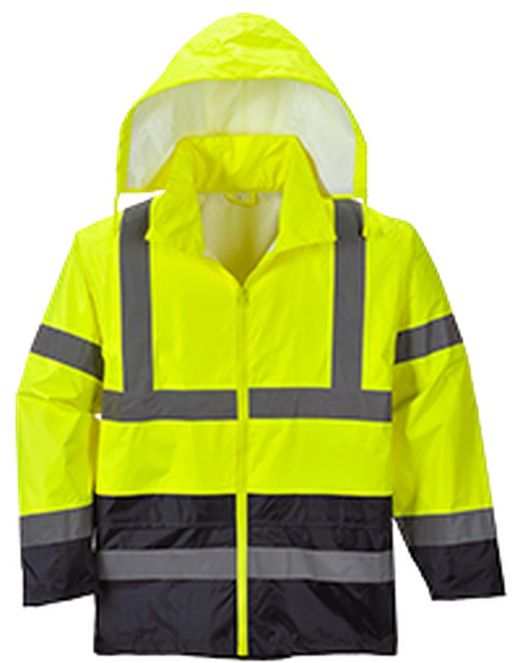 Klassische Kontrast Warnschutz-Regenjacke