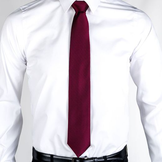 Corbata Sin Nudo Jacquard Ojo De Perdiz Burdeos