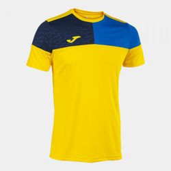 Crew V Short Sleeve T-Shirt Yellow Royal Navy