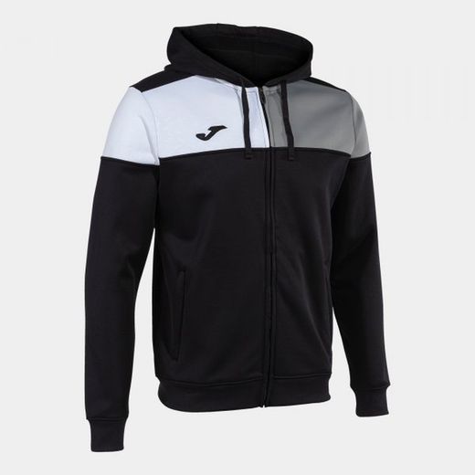 Crew V Zip-Up Hoodie Black Grey White