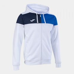 Crew V Zip-Up Hoodie White Royal Navy