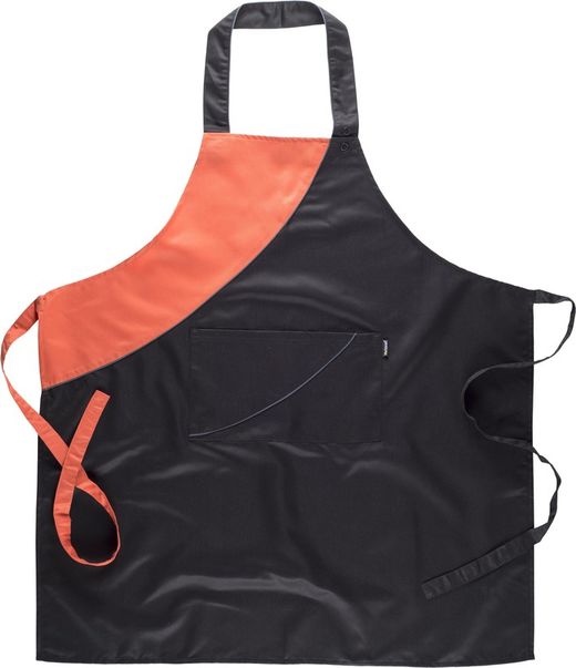 Two-tone apron with bib and contrasting piping 90x95 Coral Black
