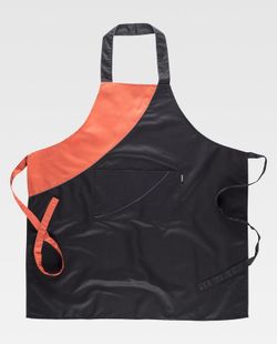 Zweifarbige Schürze mit Lätzchen und kontrastierenden Paspeln 90x95 Coral Black