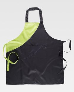 Delantal bicolor con peto 90x95 Negro / Verde Lima