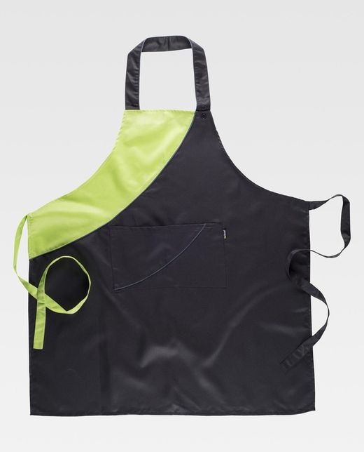 Delantal bicolor con peto 90x95 Negro / Verde Lima