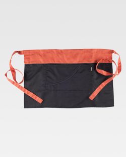 Zweifarbige Schürze ohne Lätzchen und kontrastierende Paspelierung 70x45 Coral Black