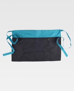 Two-tone apron without bib and contrasting color 70x45 Black Turquoise
