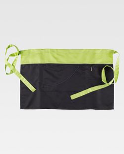 Zweifarbige Schürze ohne Lätzchen und kontrastierende Paspelierung 70x45 Black Lime Green