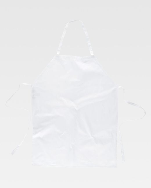 Klassische lange Schürze ohne Taschen 100% Cotton White