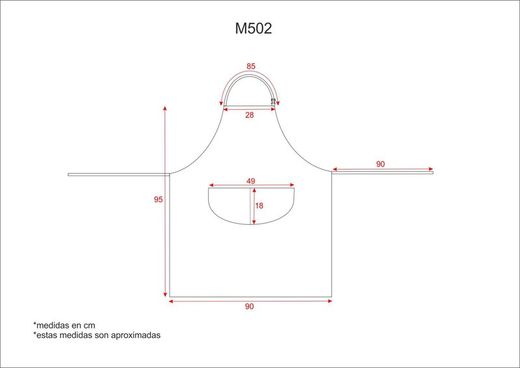 Apron with bib 2 pockets 95x90 Maroon