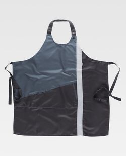 Latzschürze, zweifarbig und mit reflektierendem Klebeband 90x90 schwarz grau