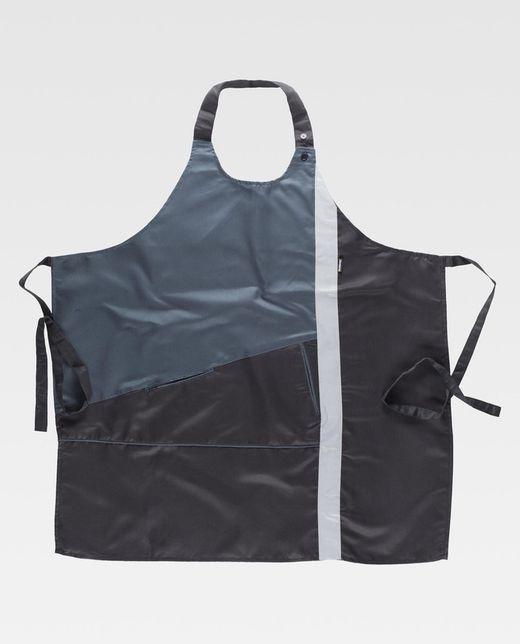 Latzschürze, zweifarbig und mit reflektierendem Klebeband 90x90 schwarz grau