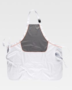Schürze mit kombiniertem Lätzchen, Live-AV-Zentraltasche und verstellbarem Hals 90x90 Teflonbehandlung Weiß Grau Orange AV