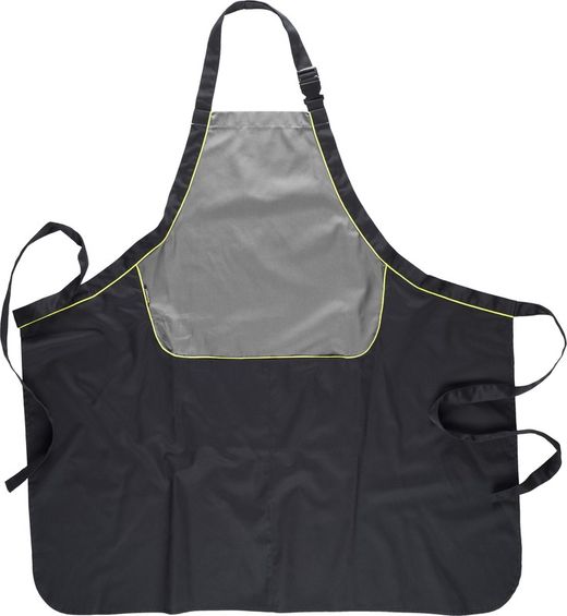 Grembiule con pettorina combinata, tasca centrale AV dal vivo e collo regolabile 90x90 Trattamento Teflon Nero Grigio Giallo AV