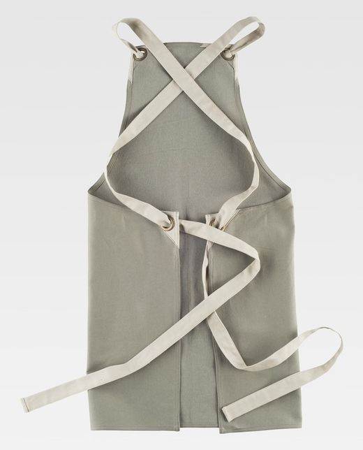 Delantal con peto en tejido canvas combinado
