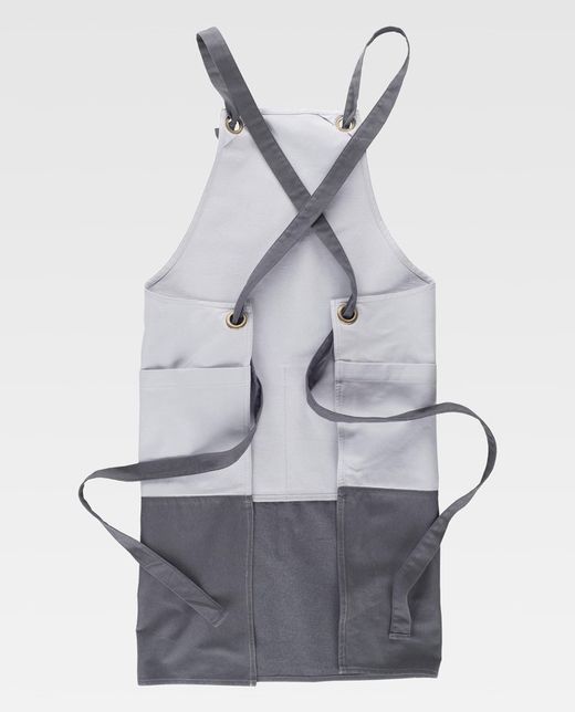 Delantal con peto en tejido canvas combinado