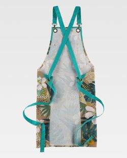Delantal con peto en tejido canvas estampado combinado