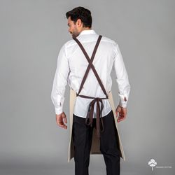 Delantal con Peto esterilla tejido organico 91x74 Marfil