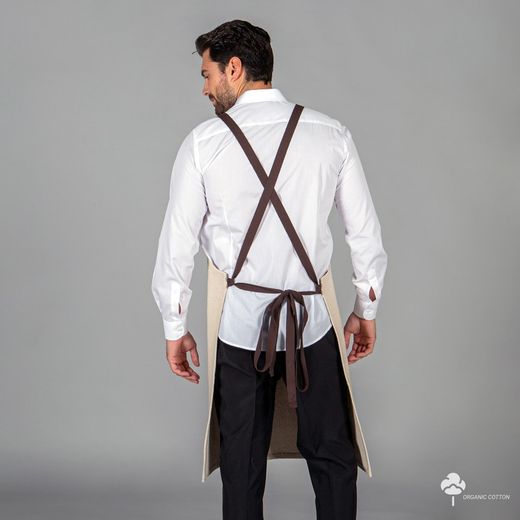 Delantal con Peto esterilla tejido organico 91x74 Marfil