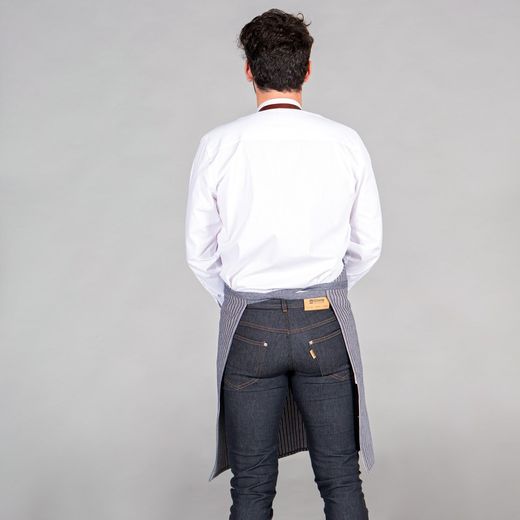 Delantal Con Peto Y Cinta De Cuero 87x73 Cm Loneta Rayas