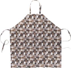 Delantal con peto estampado café 90x95