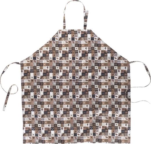 Grembiule con pettorina e borsa, stampa marrone 90x95 STAMPATO