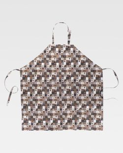 Schürze mit Lätzchen und Tasche, brauner Aufdruck 90x95 GEDRUCKT