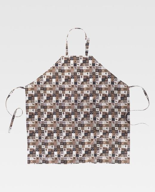 Schürze mit Lätzchen und Tasche, brauner Aufdruck 90x95 GEDRUCKT
