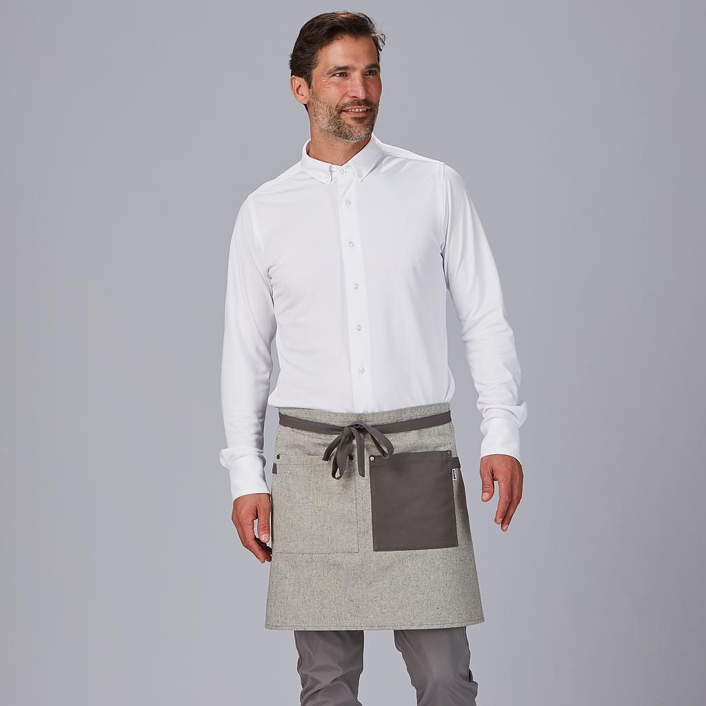 Delantal Corto Bolsillo Y Cintas Combinadas 45x74 Cm Camel UD