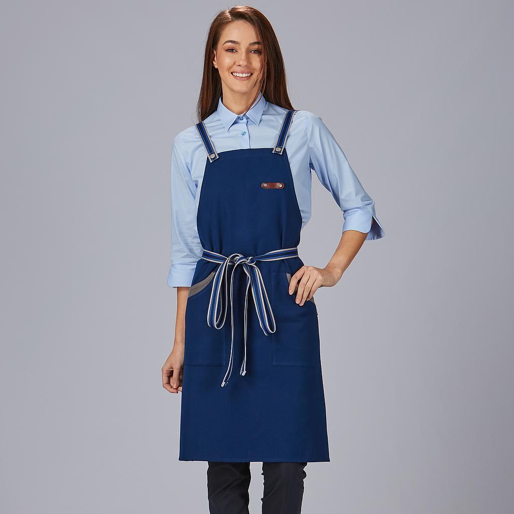 Delantal Peto Bicolor Cinta Rayas 86x74 Cm Marino UD