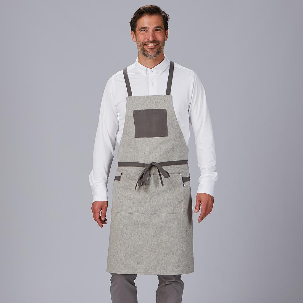 Delantal Peto Bolsillo Y Cintas Combinadas 88x74 Cm Camel UD