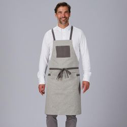 Delantal Peto Bolsillo Y Cintas Combinadas 88x74 Cm