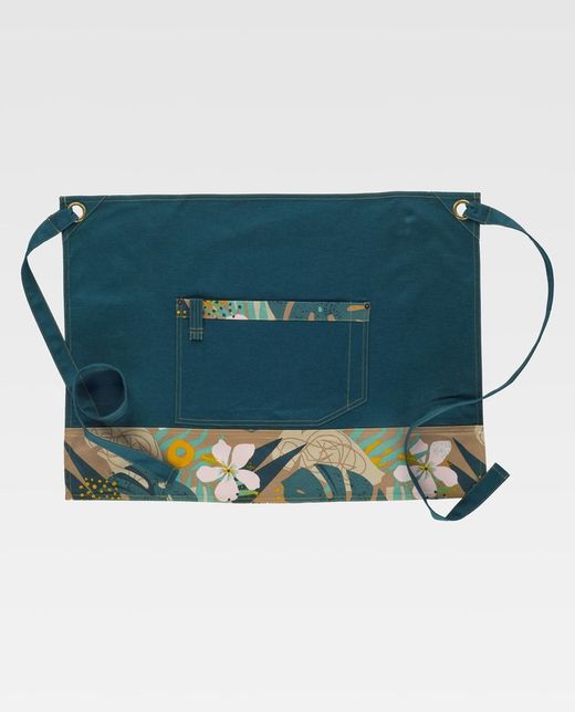 DELANTAL Servicios Verde Oscuro+Estampado Hojas Tropicales