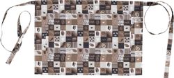 Delantal sin peto con 2 bolsillos estampado café 50x35